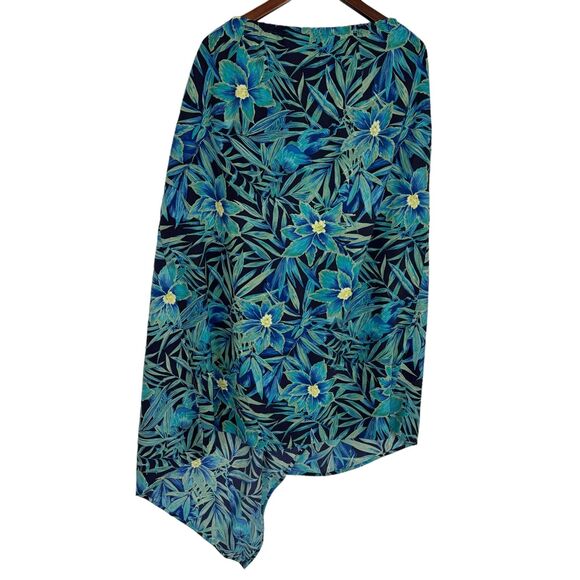 NWT Embassy Row II Pure Silk Blue Green Floral Resort Swim Cover Paradise - Picture 6 of 10